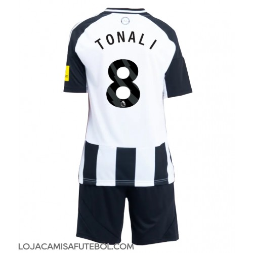 Camisa de Futebol Newcastle United Sandro Tonali #8 Equipamento Principal Infantil 2024-25 Manga Curta (+ Calças curtas)